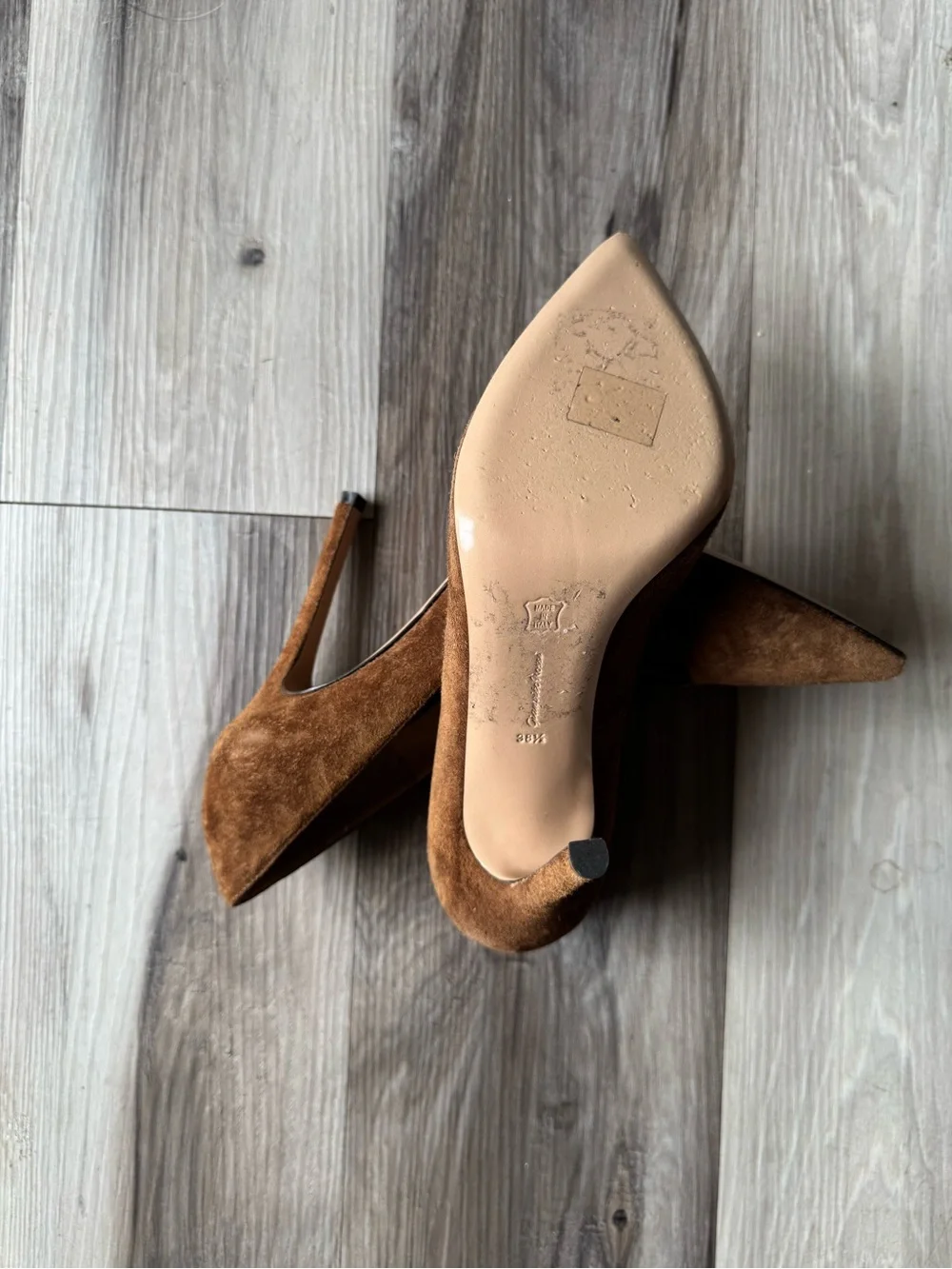 Gianvito Rossi Brown Suede Pointed-Toe Pumps
